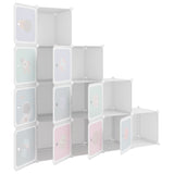 Cube Storage Cabinet for Kids with 10 Cubes White PP - Rear View