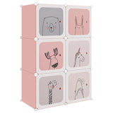 Cube Storage Cabinet for Kids with 6 Cubes Pink PP - Front View