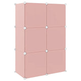 Cube Storage Cabinet for Kids with 6 Cubes Pink PP - 45-Degree Angle