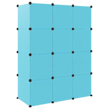 Cube Storage Cabinet for Kids with 12 Cubes Blue PP - 45-Degree Angle