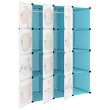 Cube Storage Cabinet for Kids with 12 Cubes Blue PP - Rear View