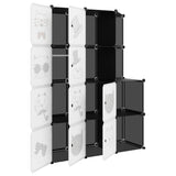 Cube Storage Cabinet for Kids with 10 Cubes Black PP - Rear View