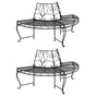 Half Round Tree Bench 2 pcs ?60 cm Black Steel