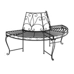 Half Round Tree Bench 2 pcs ?60 cm Black Steel