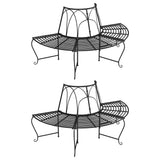 Half Round Tree Bench 2 pcs ?59 cm Black Steel