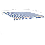 Automatic Retractable Awning 400x300 cm Blue and White - Low Angle