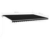 Automatic Retractable Awning 500x300 cm Anthracite - Low Angle