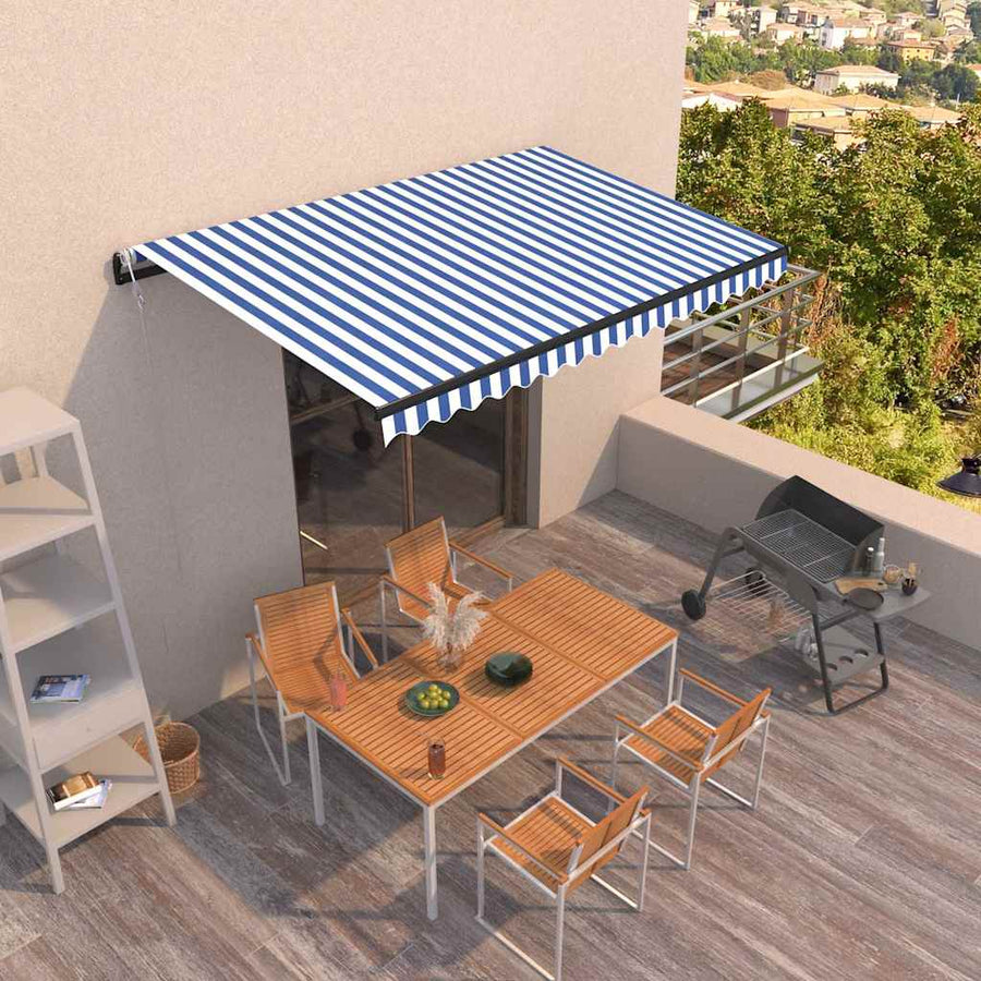 Automatic Retractable Awning 400x300 cm Blue and White