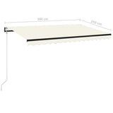 Automatic Awning with LED&Wind Sensor 300x250 cm Cream - Low Angle