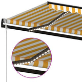 Automatic Awning with LED&Wind Sensor 300x250 cm Yellow/White - 45-Degree Angle