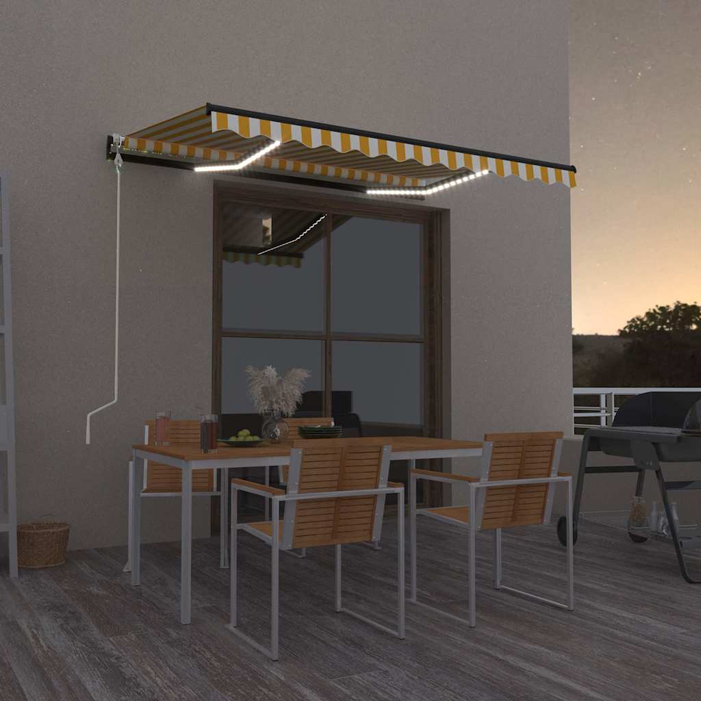 Automatic Awning with LED&Wind Sensor 300x250 cm Yellow/White