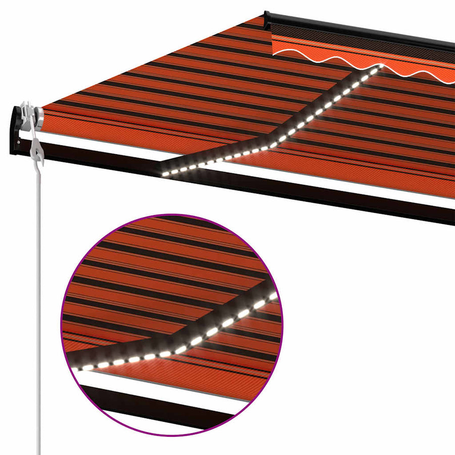 Automatic Awning with LED&Wind Sensor 300x250 cm Orange/Brown
