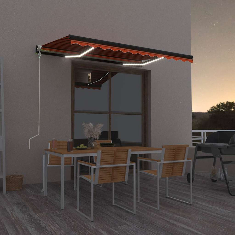 Automatic Awning with LED&Wind Sensor 300x250 cm Orange/Brown