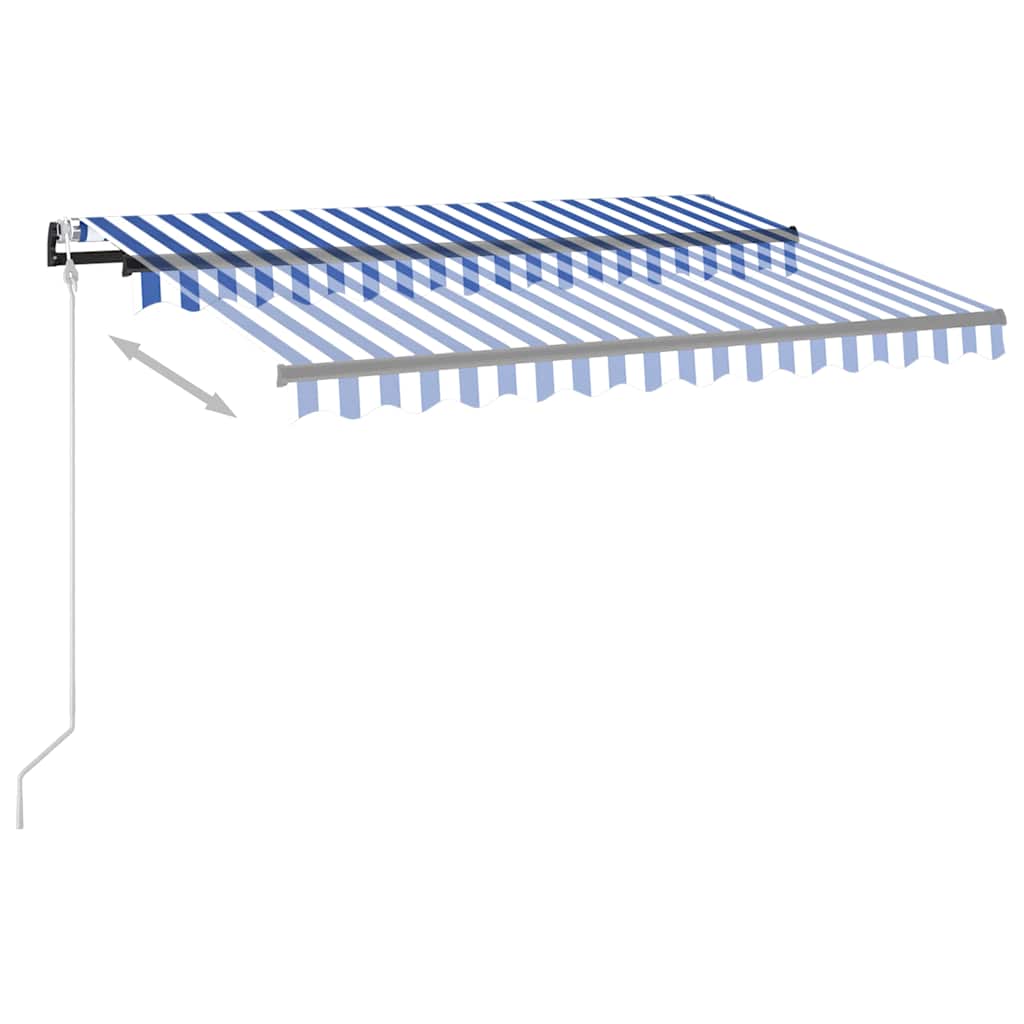 Automatic Awning with LED&Wind Sensor 350x250 cm Blue and White