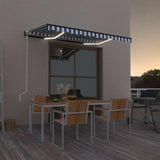 Automatic Awning with LED&Wind Sensor 350x250 cm Blue and White