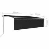 Automatic Retractable Awning with Blind 5x3m Anthracite - Low Angle