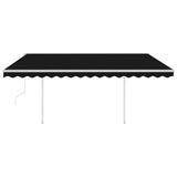 Automatic Retractable Awning with Posts 4x3 m Anthracite - Side View