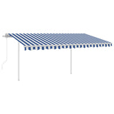 Automatic Retractable Awning with Posts 4x3 m Blue&White - Front View