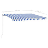 Automatic Retractable Awning with Posts 4x3 m Blue&White - Extra Image