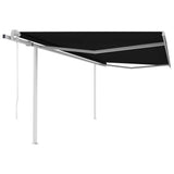 Automatic Retractable Awning with Posts 4.5x3 m Anthracite - Front View