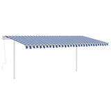 Automatic Retractable Awning with Posts 5x3 m Blue&White