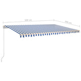 Automatic Retractable Awning with Posts 5x3 m Blue&White - Extra Image