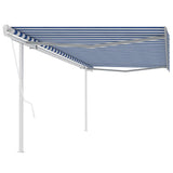 Automatic Retractable Awning with Posts 5x3 m Blue&White