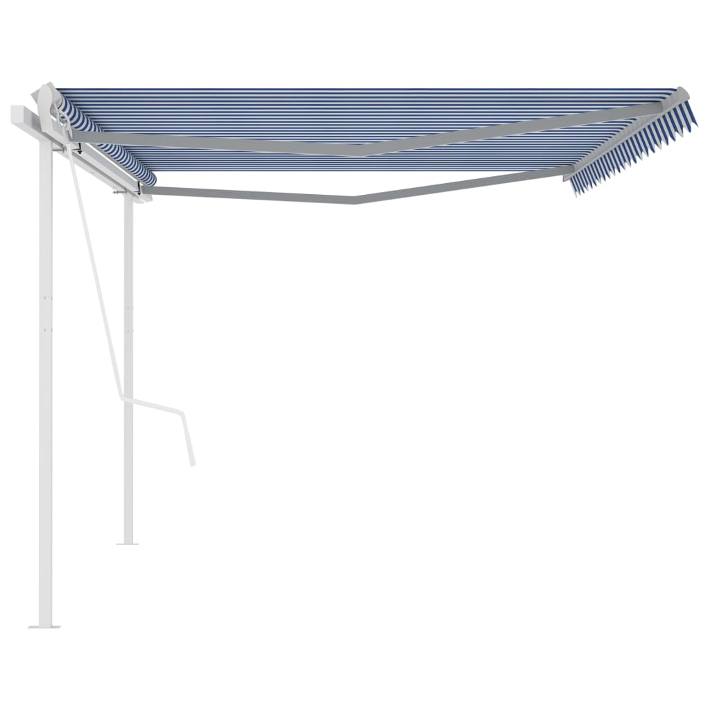 Automatic Retractable Awning with Posts 5x3 m Blue&White