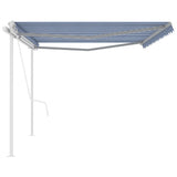 Automatic Retractable Awning with Posts 5x3 m Blue&White