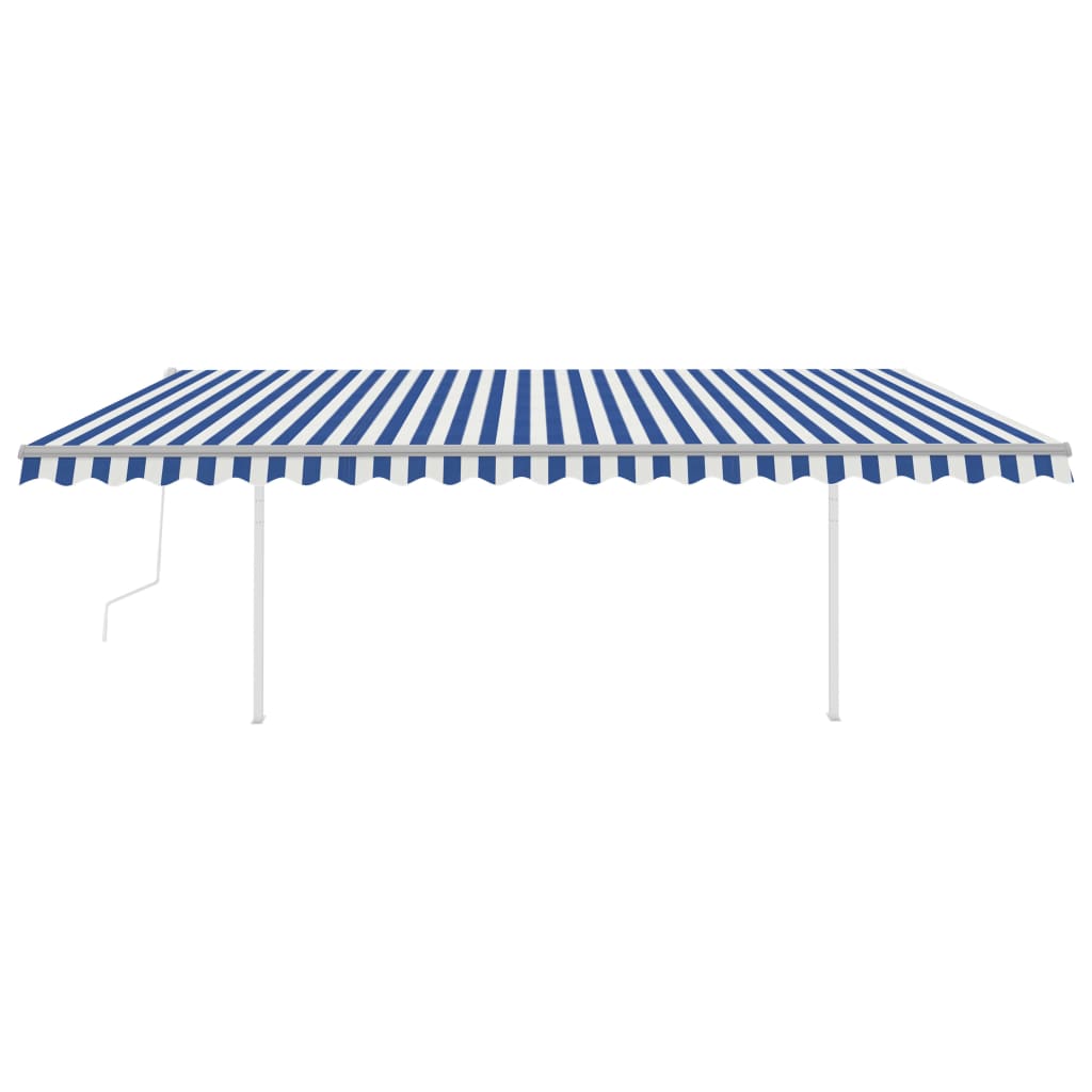 Automatic Retractable Awning with Posts 5x3 m Blue&White