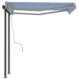 Automatic Retractable Awning with Posts 3x2.5 m Blue and White