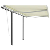 Automatic Retractable Awning with Posts 3x2,5 m Cream - Front View