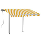Automatic Retractable Awning with Posts 3x2,5 m Yellow & White