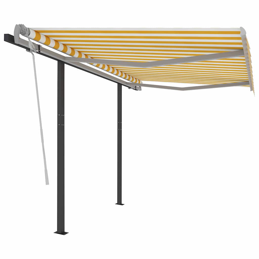 Automatic Retractable Awning with Posts 3x2,5 m Yellow & White