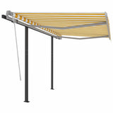 Automatic Retractable Awning with Posts 3x2,5 m Yellow & White - Front View