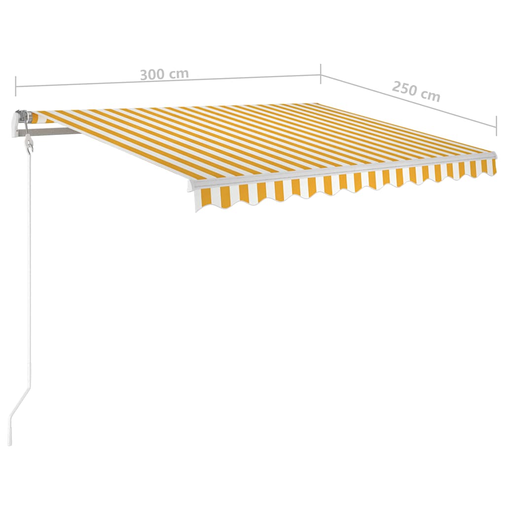 Automatic Retractable Awning with Posts 3x2,5 m Yellow & White