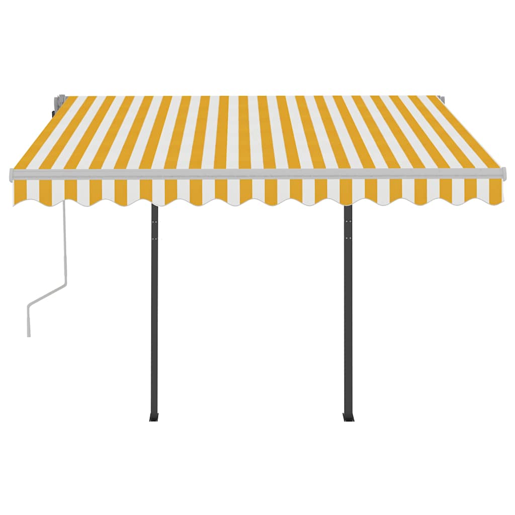 Automatic Retractable Awning with Posts 3x2,5 m Yellow & White