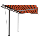 Automatic Retractable Awning with Posts 3x2.5 m Orange & Brown