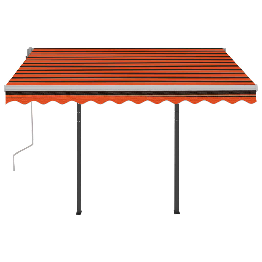 Automatic Retractable Awning with Posts 3x2.5 m Orange & Brown