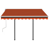 Automatic Retractable Awning with Posts 3x2.5 m Orange & Brown