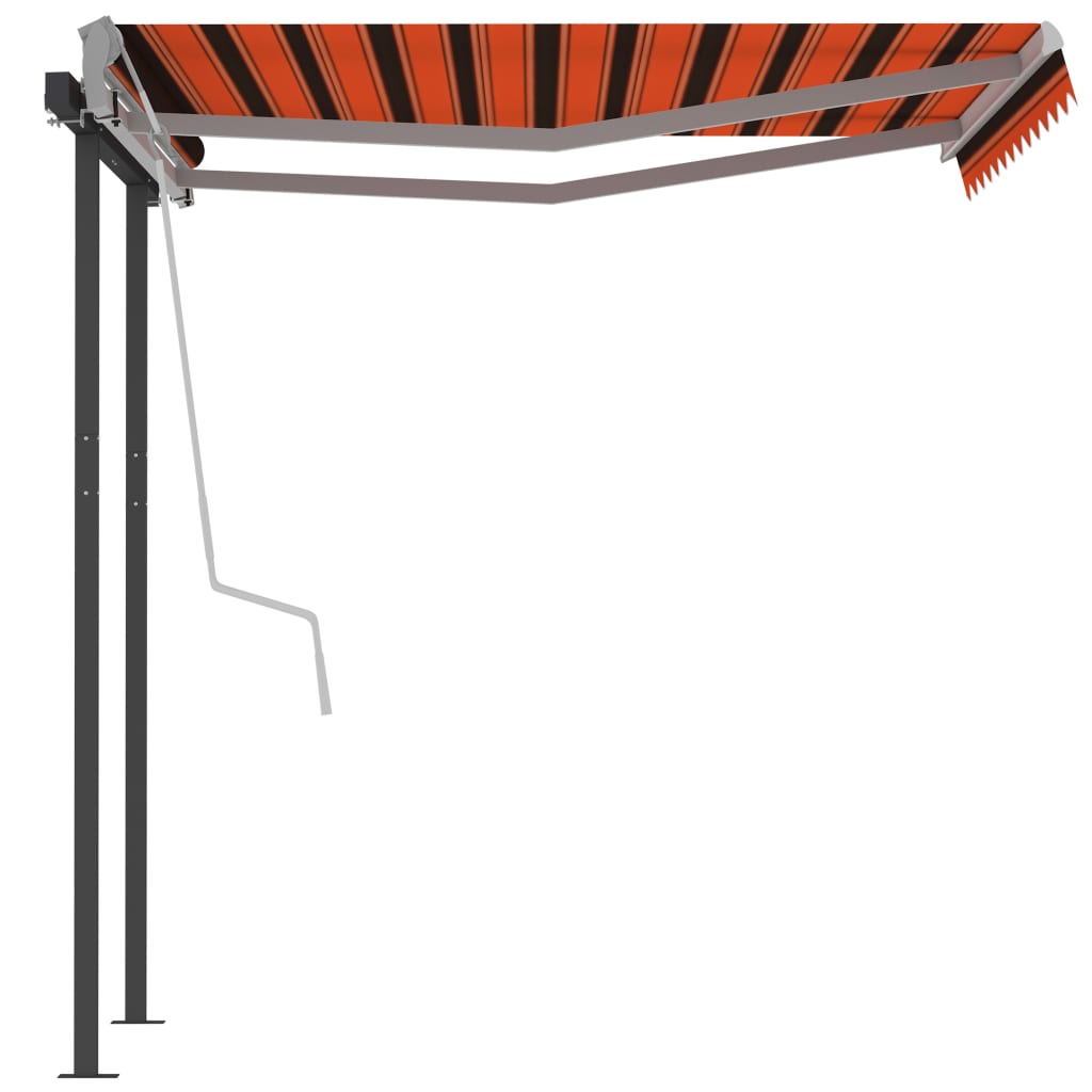 Automatic Retractable Awning with Posts 3x2.5 m Orange & Brown