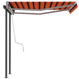Automatic Retractable Awning with Posts 3x2.5 m Orange & Brown - Top-Down View