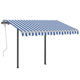 Automatic Retractable Awning with Posts 3,5x2,5 m Blue & White
