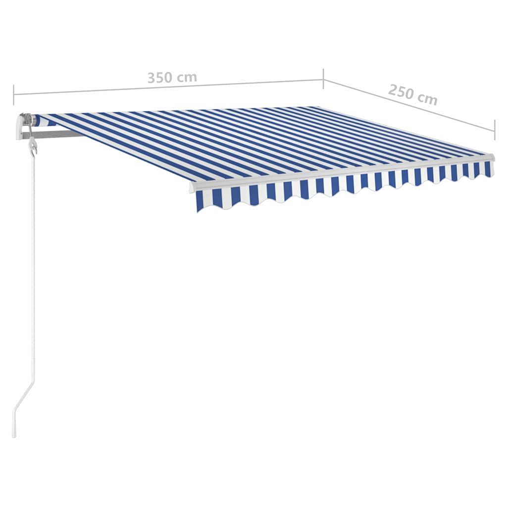Automatic Retractable Awning with Posts 3,5x2,5 m Blue & White