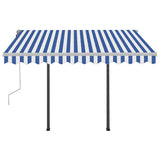 Automatic Retractable Awning with Posts 3,5x2,5 m Blue & White