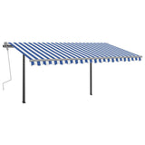 Automatic Retractable Awning with Posts 4x3 m Blue and White