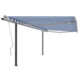 Automatic Retractable Awning with Posts 4x3 m Blue and White