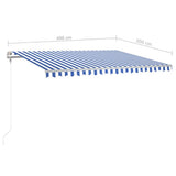 Automatic Retractable Awning with Posts 4x3 m Blue and White