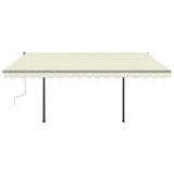 Automatic Retractable Awning with Posts 4x3 m Cream - Side View