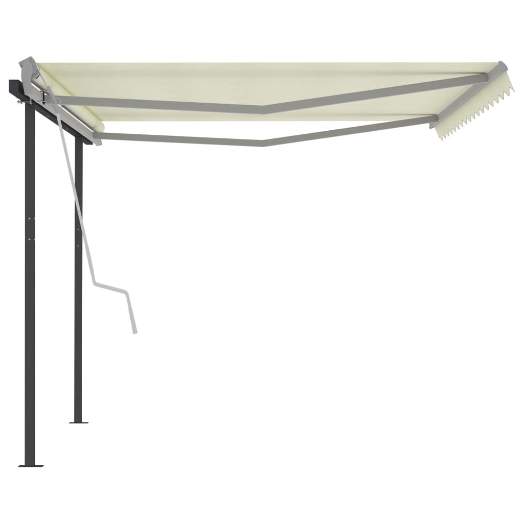 Automatic Retractable Awning with Posts 4x3 m Cream